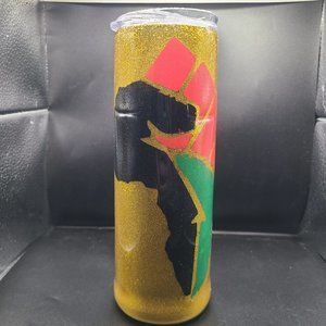 African Power Glittered 20 oz. Skinny Tumbler